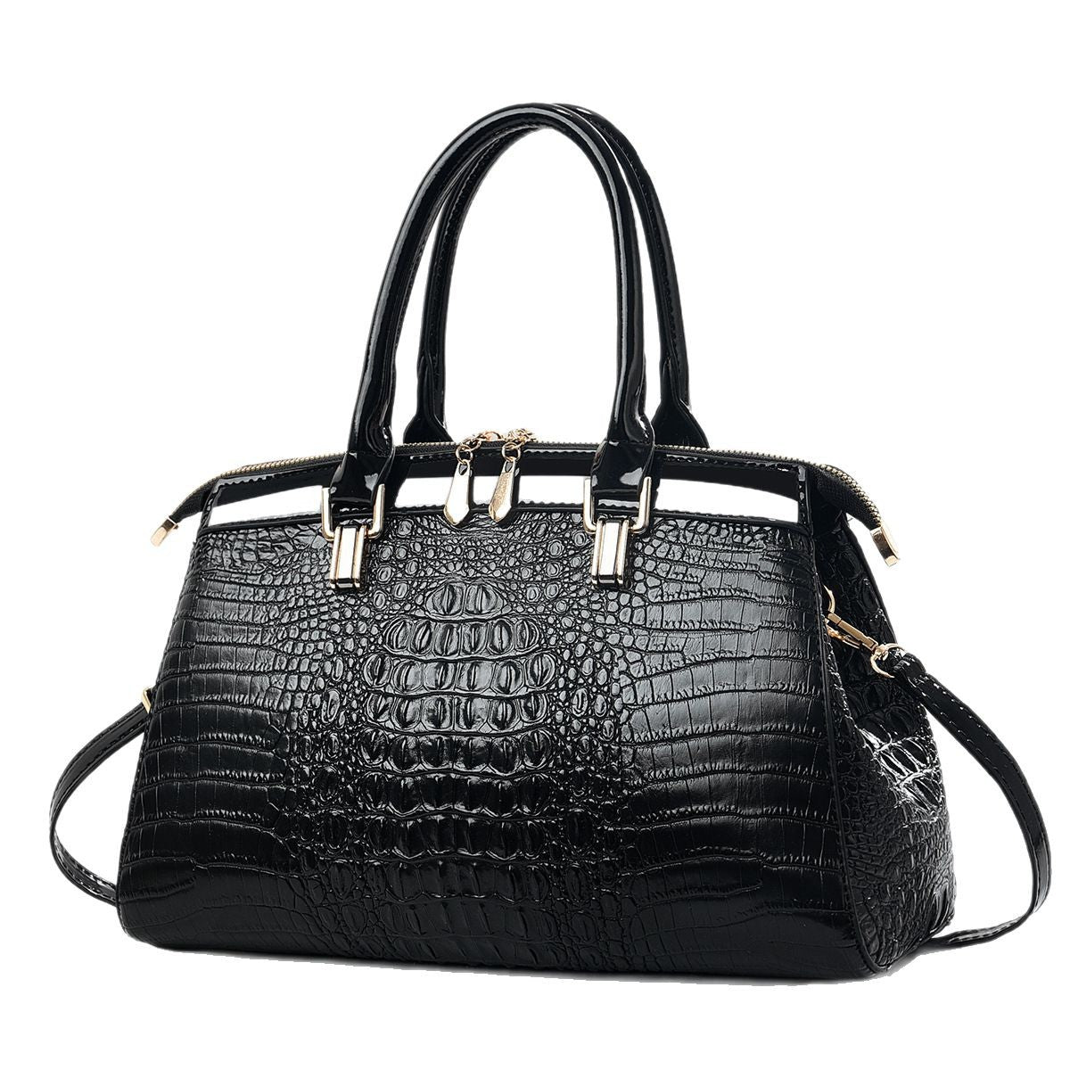 Patent Leather Large-Capacity Commuter Handbag European And American Style