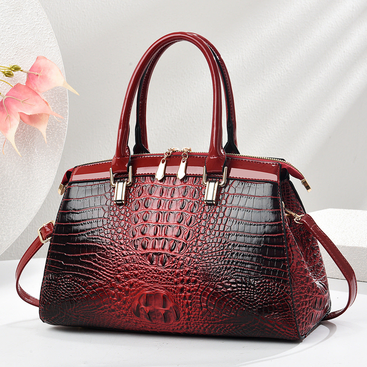 Patent Leather Large-Capacity Commuter Handbag European And American Style